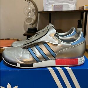 Adidas Micropacer Silver and Light Blue Men's Sneakers.